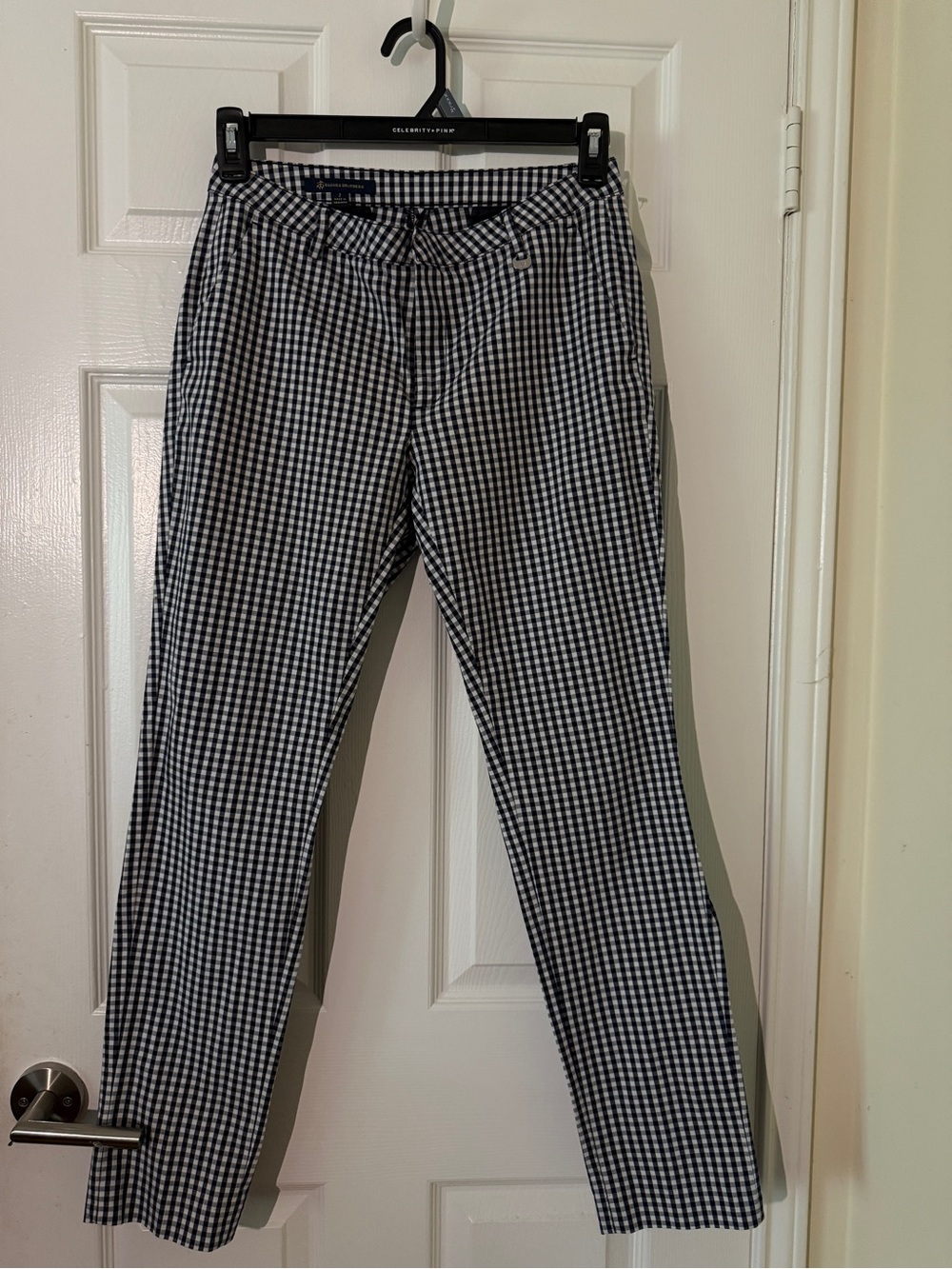 Brooks Brothers Black & White Gingham Ankle Pants/Trousers